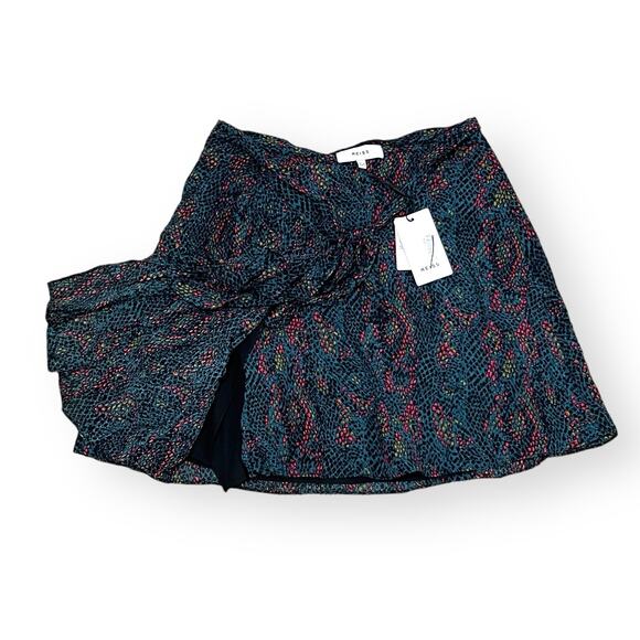 NWT Reiss Skyla Reptile Print Wrap Mini Skirt Womens Size 4 Green Lined $220 - Picture 4 of 8
